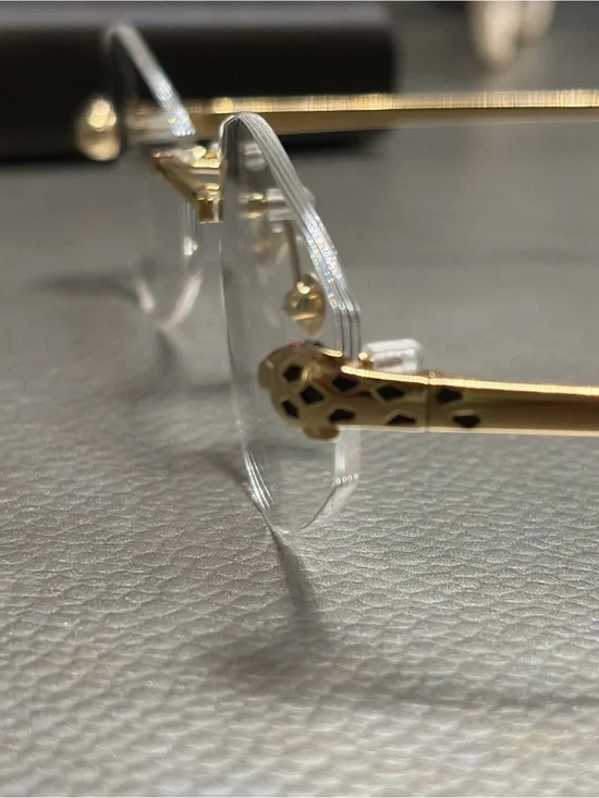 CARTIER RIMLESS GOLD TONE EYEGLASSES WITH CARTIER CASE