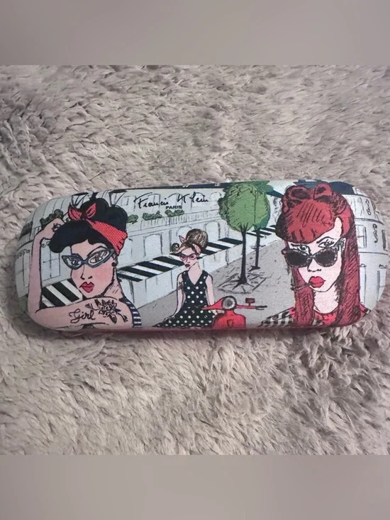 Francis Klein Paris Hard Eyeglass Case Retro Pinup Rockabilly Women Red