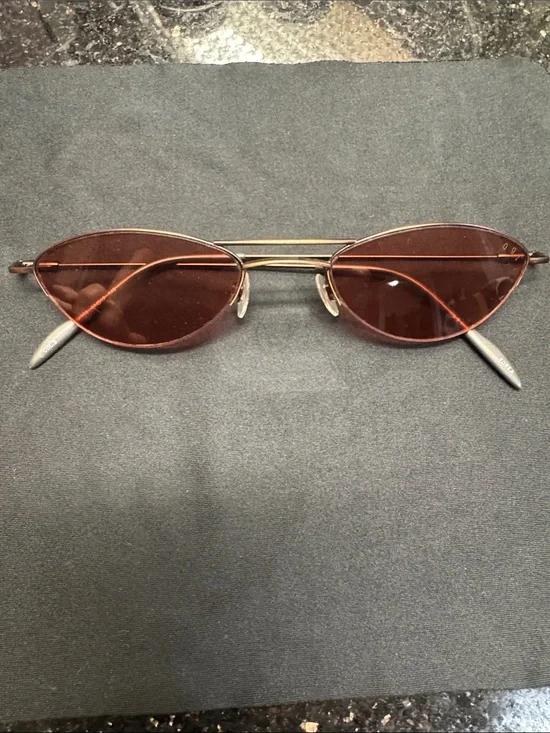 Slim Cat Eye  Sunglasses with Colored Lenses and Coper Colored Frame