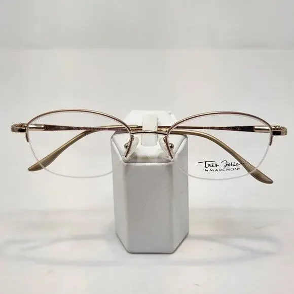 Tres Jolie Marchon TJ118 261 Eyeglasses Frames Half Rim Oval Champagne Gold