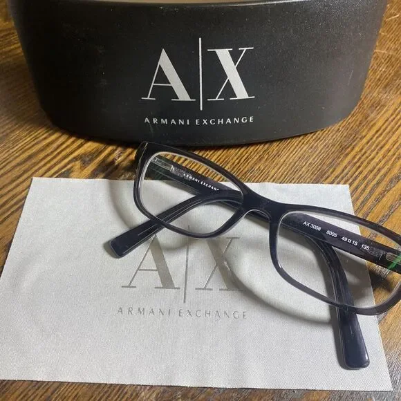 Armani Exchange AX 3008 8005 Ladies Eyeglass Frames‎ 49-15-135 Black