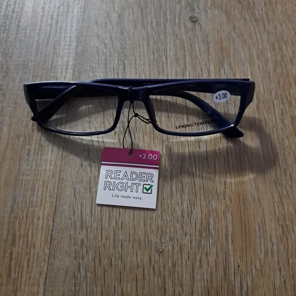 Reader Right Blue Reading Eyeglasses +3.00 New