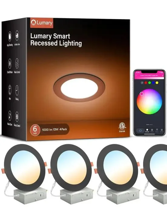 Lumary Smart Recessed Lighting 6 Inch RGB LED Downlight 13W  4 Pack No remote
