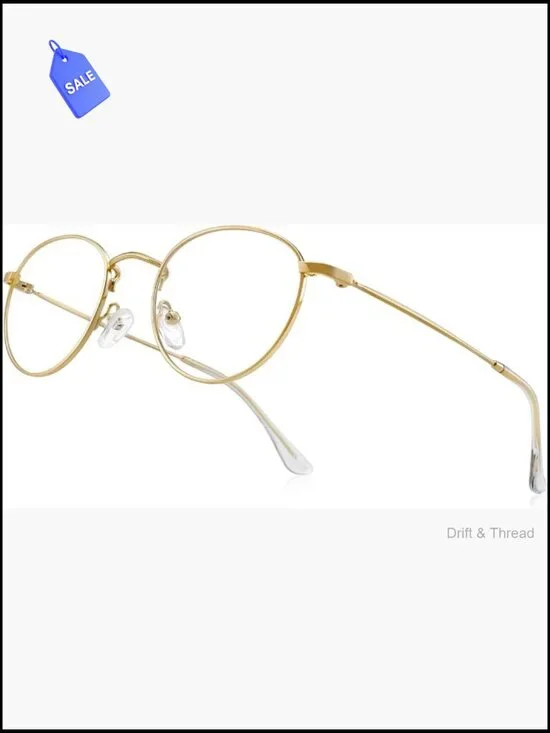 Classic Round Vintage Metal Reading Glasses Blue Light Blocking Computer Readers