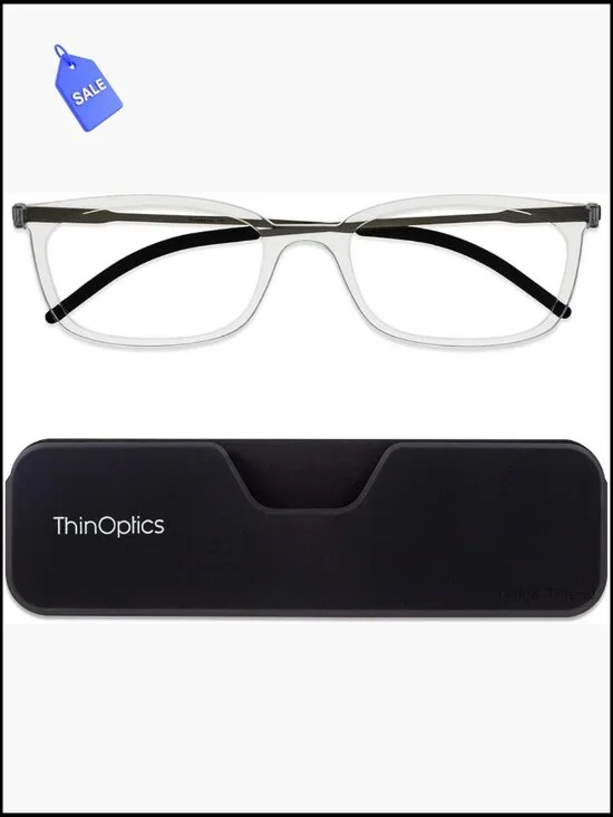 Unisex Adult Reading Glasses with Attachable Case, Lightweight Polycarbonate