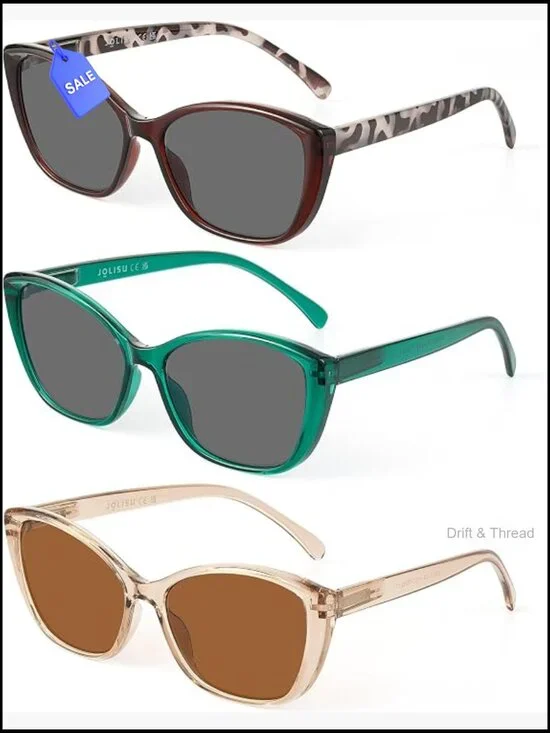 3 Pack Reading Sunglasses with UV400 Spring Hinge for Women