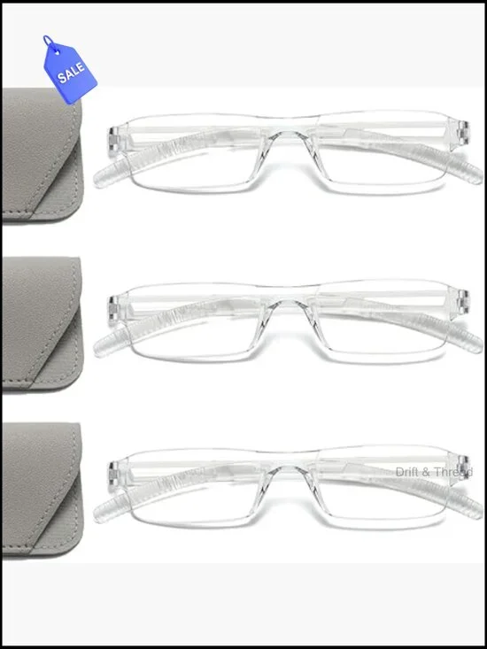 3 Pairs Blue Block Reading Glasses +2.5 Rectangular Frame Men Women Computer