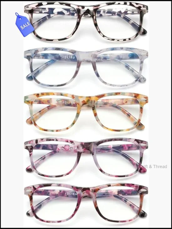 5 Pack Blue Light Blocking Reading Glasses Women Men Spring Hinge Readers