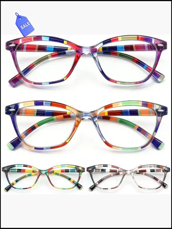 4 Pack Reading Glasses For Women Small Face Spring Hinge Cat Eye Readers