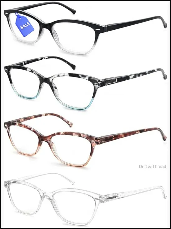 Reading Glasses for Women +5.00 Magnification 4-Pack Lightweight Butterfly Style