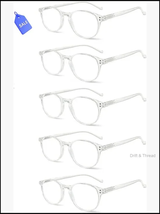 5 Pairs Spring Hinge Reading Glasses, Multicolor Readers for Men Women
