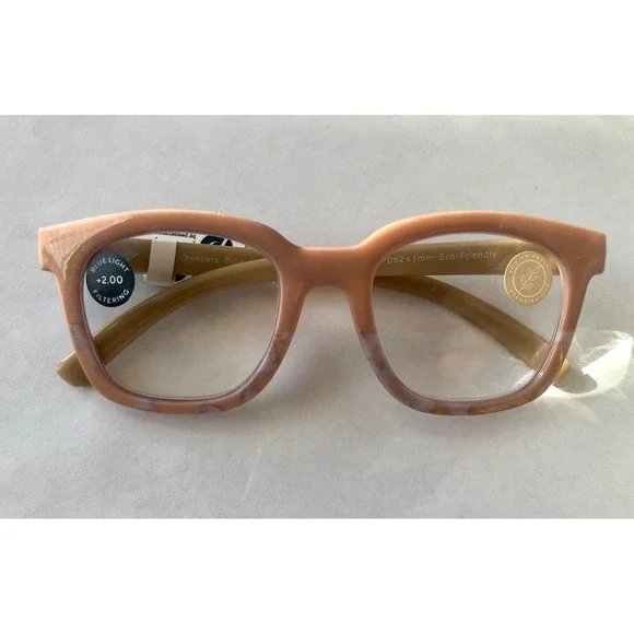 NEW Peepers Tan Marble Blue Light Filtering Glasses +2.00‎