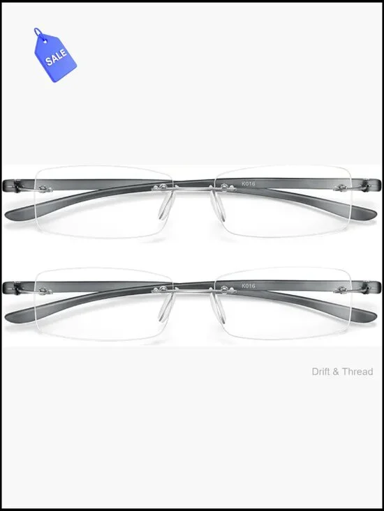 2 Pack Blue Light Blocking Frameless Reading Glasses TR90