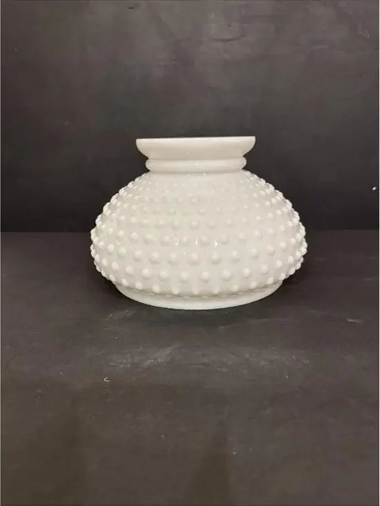 White Milk Glass Hobnail Student Lamp Shade 6 7/8” Fitter Hurricane
