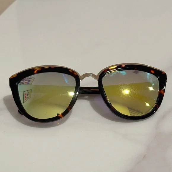 DIFF Eyewear Rose Sunglasses Brown Tortoise Frames Iridium Mirror Lenses