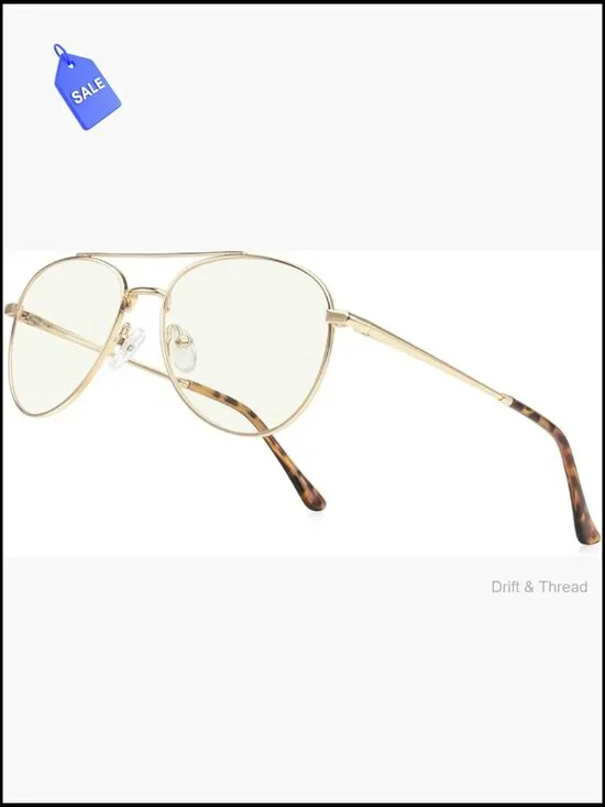 Blue Light Blocking Reading Glasses Aviator Spring Temple Unisex