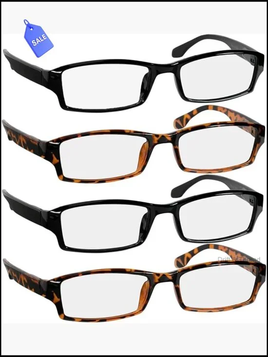 Spring Hinge Reading Glasses Rectangular Full Rim Acrylic Lenses Unisex