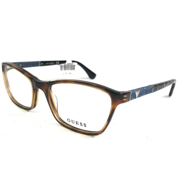 Guess Eyeglasses Frames GU2594 056 Blue Denim Brown Tortoise Cat Eye 52-17-135
