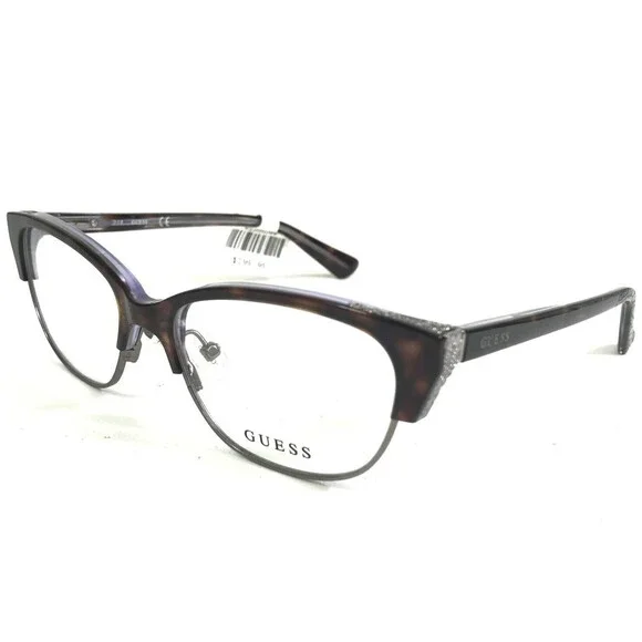 Guess Eyeglasses Frames GU2590 056 Brown Grey Purple Round Cat Eye 52-17-135