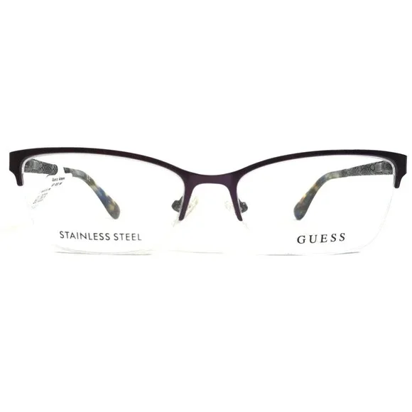 Guess Eyeglasses Frames GU2613 091 Purple Tortoise Cat Eye Half Rim 52-16-135