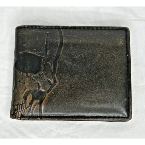 House of Jack Co. Skull Bifold Wallet for Men with 4.25″ L × 3.5″ H