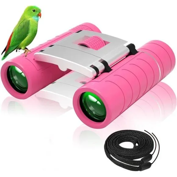 Binoculars 10x22 Compact Mini Pocket High Powered Binoculars, Waterproof,  Pink