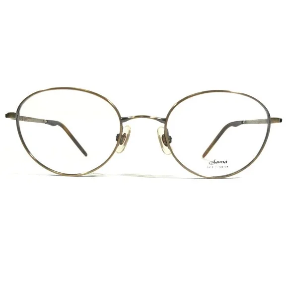 Sama 1701 ATG Eyeglasses Frames Gold Round Titanium Full Wire Rim 49-20-140