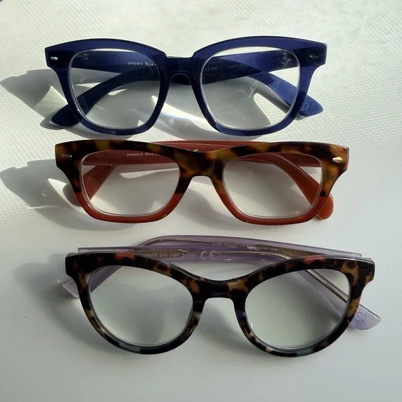 Peepers Blue Light Reading Glasses Lot 3 Women's Trendy Cat Eye Square Retro
