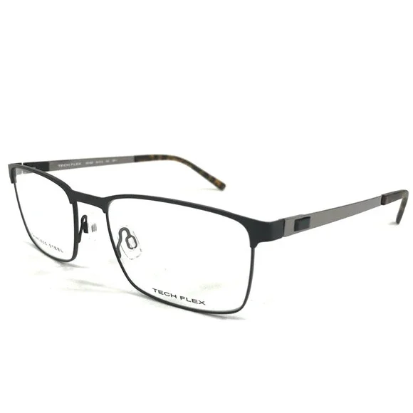 Tech Flex Large Eyeglasses Frames 30148S SP11 Black Silver Square 54-18-145