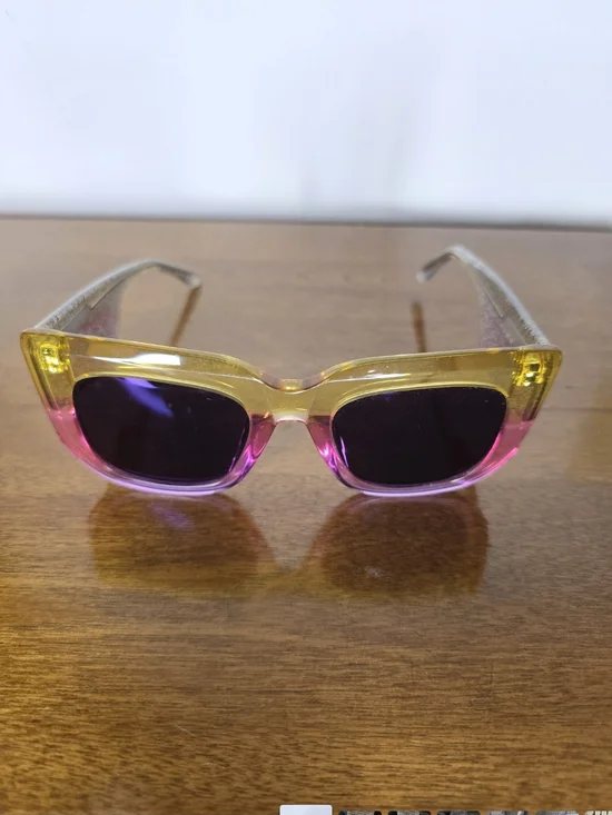 Yellow to Pink Ombre Square Sunglasses - Women