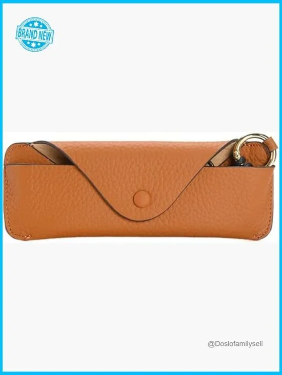 Genuine Leather Eyeglasses Case Slim Portable Classic Snap Closure Organizer