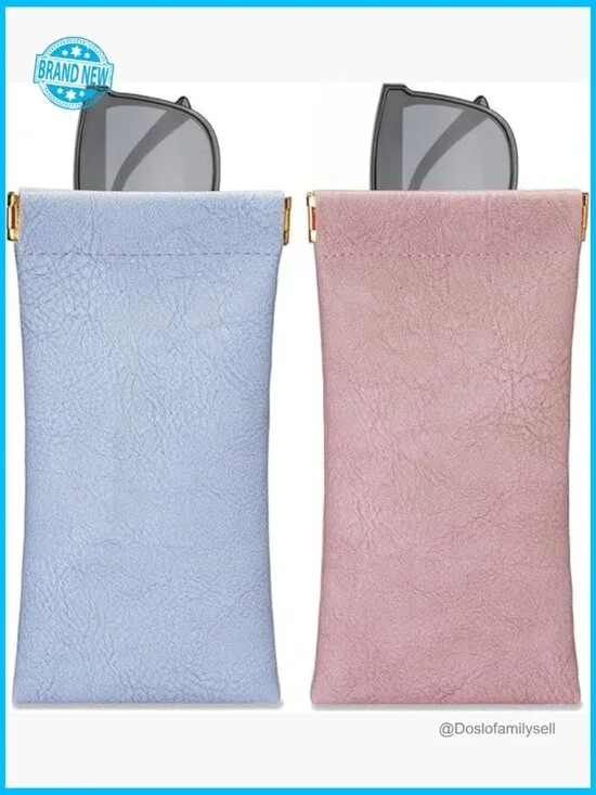 Leather Squeeze Top Glasses Cases Portable Eyewear Pouch Set Minimal Chic