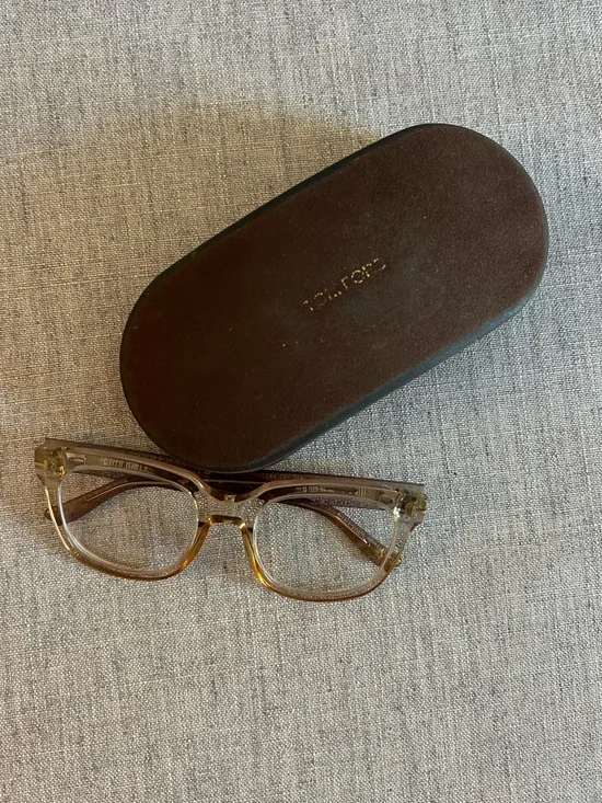 Tom Ford Transparent Amber Cat-Eye Glasses