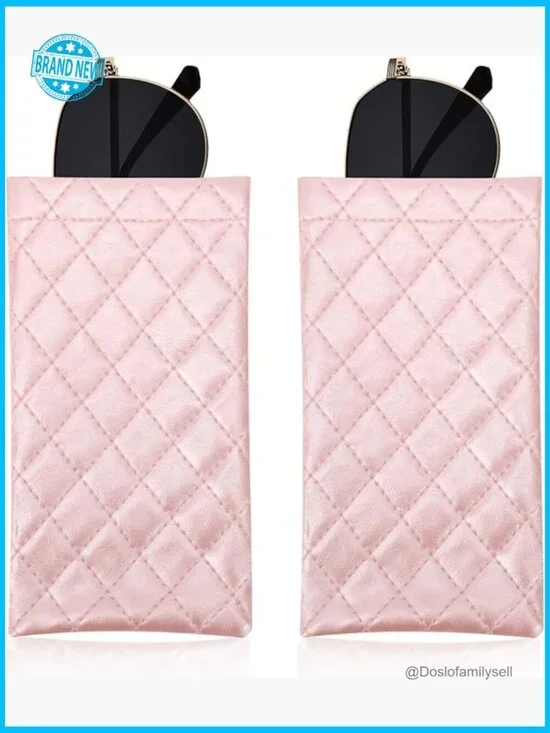 Leather Eyeglass Cases Soft Pouch Kiss Lock Closure Modern Minimal Chic