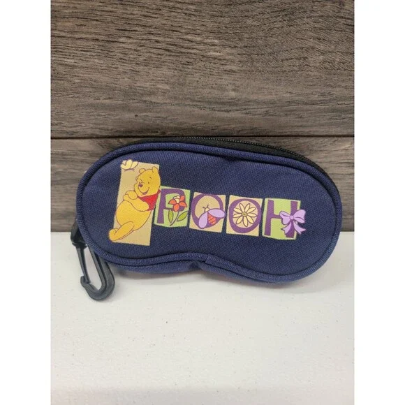 90s clip on - glasses case- Winnie the Pooh Disney- navy blue - preowned