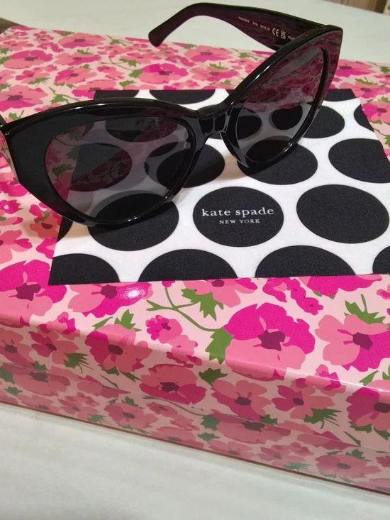 Kate Spade Black Cat-Eye Sunglasses with Dark Lenses