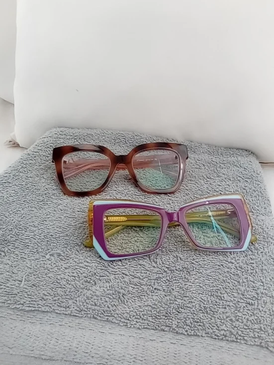Stylish Women's Square Frame Glasses - Purple & Brown