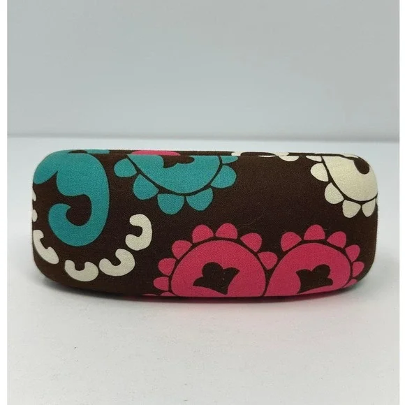Vera Bradley Lola Floral Hard Clamshell Eyeglass Case Brown Pink Green Blue B0