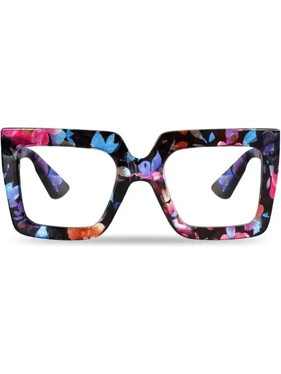 Women's Pink Oversized Square Big Frame Computer Eyewear Thick Fashion Glasses