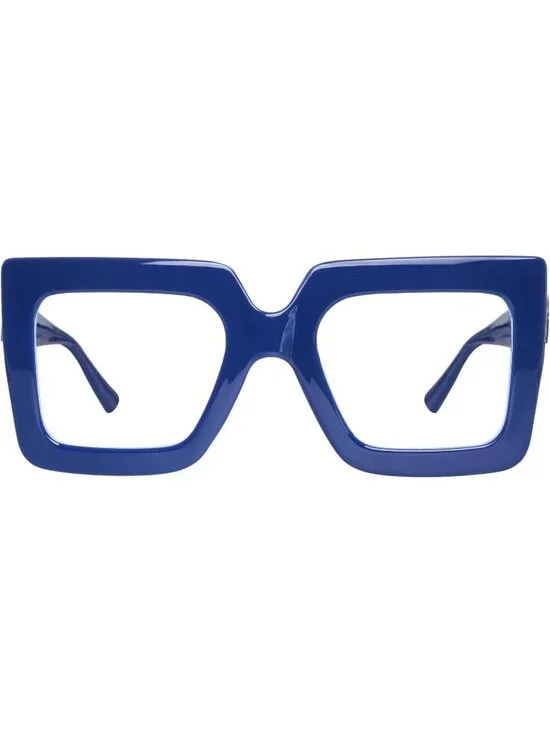 Women's Blue Oversized Square Big Frame Computer Eyewear Thick Fashion Glasses