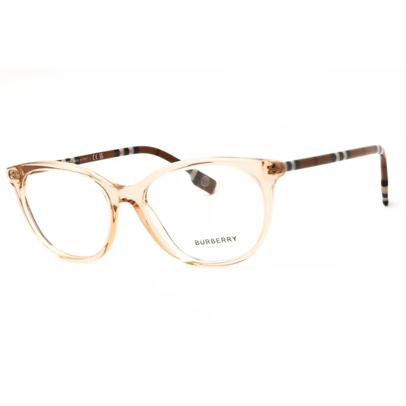 Burberry Transparent Peach Cat-Eye Glasses with Brown Arms-lenses not included