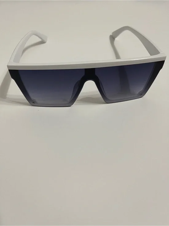 Oversized Shield Sunglasses in White with Gradient Smoke Lenses