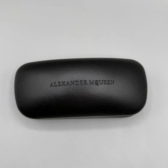 Alexander McQueen Black Textured Leather Sunglasses‎ Eyeglasses Hard Case