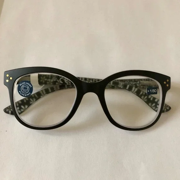 NEW‎ NORDSTROM BLACK FLOWER CHILD PEEPERS BLUE LIGHT READING GLASSES +1.50