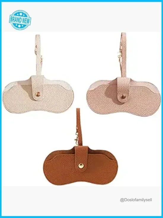 Leather Sunglasses Case Set Portable Eyeglass Storage Travel Chic Minimal