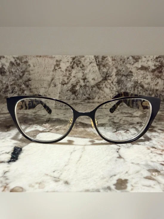 kate spade Black Cat-Eye Women's cream Tortoise Eyeglasses with Gold Accents
