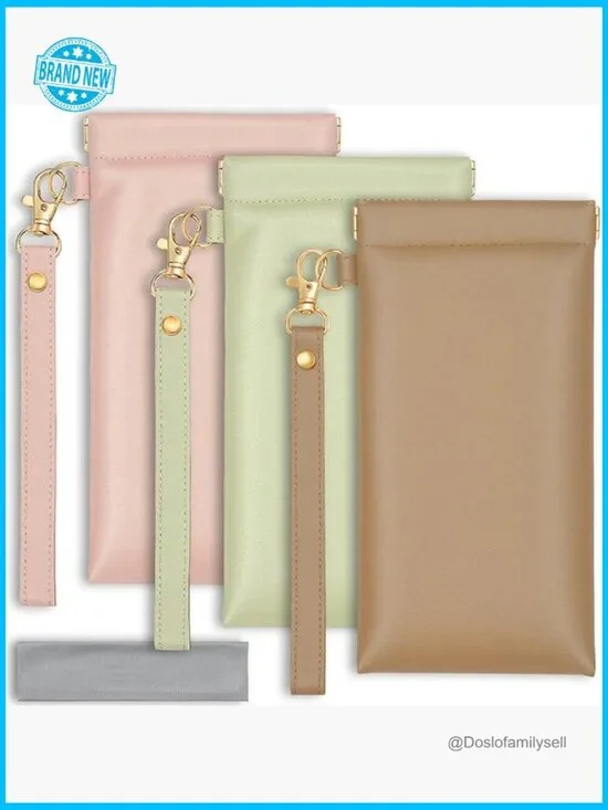 Soft Leather Eyeglass Cases Squeeze Top Design Classic Minimal Travel Pouch