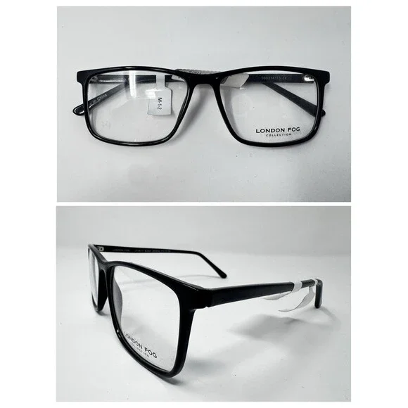 London Fog LF108 Black Crystal Eyeglass Frames New Old Stock 57-16-145