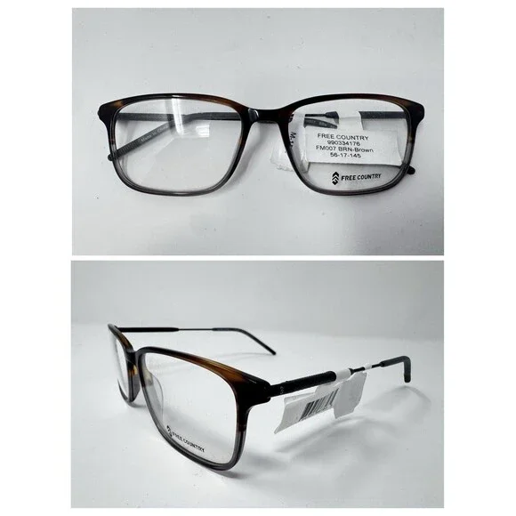 Free Country FM007 Brown Eyeglass Frames New Old Stock 56-17-145