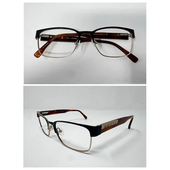 Guess GU1736 BLK Black Brown Gold Eyeglass Frames 53-18-140 Authentic